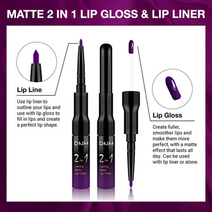 evpct 1Pcs Purple Matte Lip Liner & Liquid Lipstick Stain Makeup Set for Women, Purple Lip Liner Stain Long Lasting Waterproof Smudge Proof, Cruelty Free Lip Stick Makeup 24 hours originales, 52