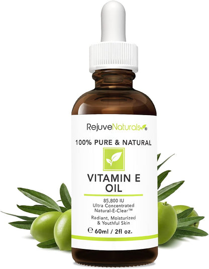 Vitamin E Oil - 100% Pure & Natural, 85,800 IU. Repair Dry, Damaged Skin from Surgery & Acne, Age Spots & Wrinkles. Boost Collagen for Moisturized, Youthful-looking Skin. d-alpha tocopherol, 2 Fl Oz