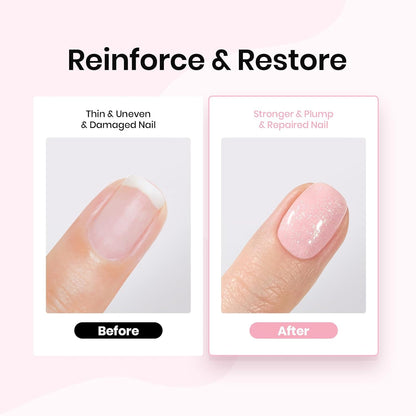 Beetles Rubber Base Color Gel Nail Polish Set 6 Colors Glitter Nude Pink Color Base 5 in 1 White Gel Polish Strengthener for Thin Nails Soak Off U V Nail Art DIY Gift for Women