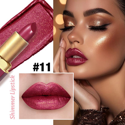 Plum Metallic Lipstick for Women,Lightweight Shimmer Frosted Lipstick,Glitter Lip Gloss Stain Long Lasting Waterproof Smudge Proof 24 Hour Full Coverage Lip Makeup,Vegan