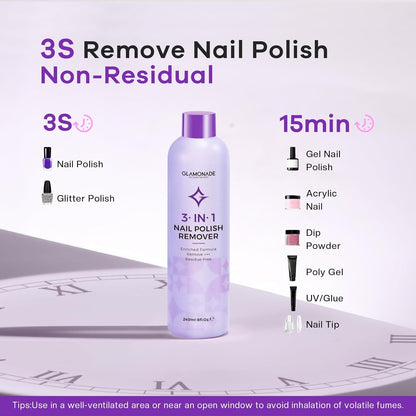 Acetone Nail Polish Remover: Gel Nail Polish Remover - Professional Soak off Nail Glue Remover Natural Grape Seed Oil for Acrylic Dip Powder Nail Supplies for Home Salon(8 FL.Oz., Pack of 2)