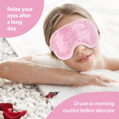 NEWGO Cooling Gel Cold Eye Mask for Puffy Eyes, Reusable Ice Pack with Soft Plush Backing for Dark Circles, Migraine, Stress Relief - Pink