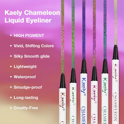 evpct Chameleon Duo Chrome Liquid Eyeliner, Light Dark Purple Glitter Metallic Shimmer Liquid Eyeliner, Multichrome Color Shift, Long Lasting Waterproof Eye Liner Eyeshadow Pencil Face Glitter Makeup