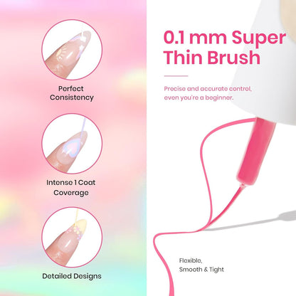 Beetles Pastel Gel Liner Nail Polish Set, 12 Colors Spring Sheer Pink Nude Blue Purple White Yellow Orange French Line Swirl Nail Art Gel Polish Soak Off Uv Lamp Manicure Gifts for Women