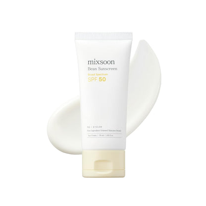 mixsoon Bean Sunscreen 1.69 Fl. Oz. / 50ml SPF 50 Airy Texture Type Lightweight No White Cast For Face Korean Glass Skin Care