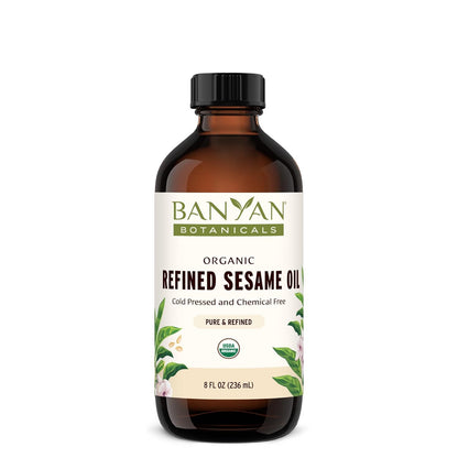 Banyan Botanicals Refined Sesame Oil – Organic Sesame Oil for Skin, Body, Hair & More – Multiple Sizes – 8 oz – Non GMO Sustainably Sourced Vegan