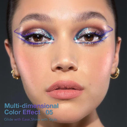evpct Chameleon Duo Chrome Liquid Eyeliner, Teal Sapphire Blue Glitter Metallic Shimmer Liquid Eyeliner, Multichrome Color Shift, Long Lasting Waterproof Eye Liner Eyeshadow Pencil Face Glitter Makeup