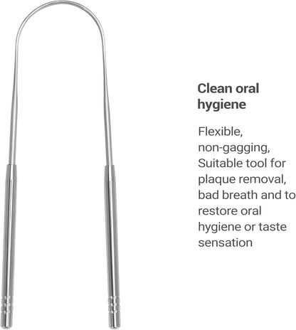 Stainless Steel Tongue Scraper Set, 2 Pack with Travel Cases, Professional Oral Care Tool