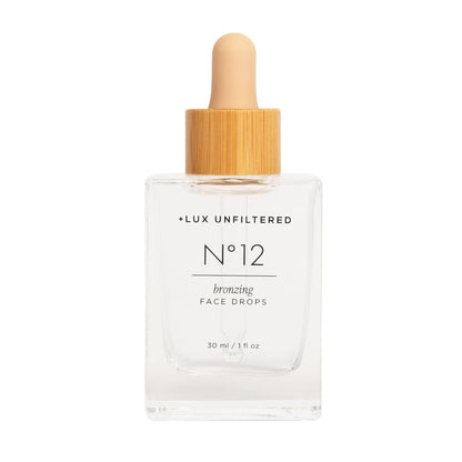 + Lux Unfiltered N°12 Face Tanning Drops - Non-Comedogenic Bronzing Drops for Face with Hyaluronic Acid, Vitamin E, & Passionfruit Oil - Fragrance Free, Cruelty Free, & Vegan Self Tanner