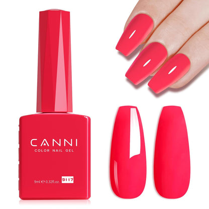 CANNI Pink Gel Polish - Hot Pink Color, 1Pcs U V Gel, Gloss Soak Off For Salon & DIY French Nail Manicure