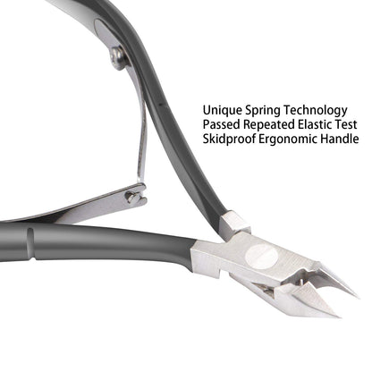 Ejiubas Cuticle Trimmer with Cuticle Pusher Cuticle Nipper Professional Grade Stainless Steel Cuticle Remover Cutter Clipper Durable Pedicure Manicure Tools (Grey)