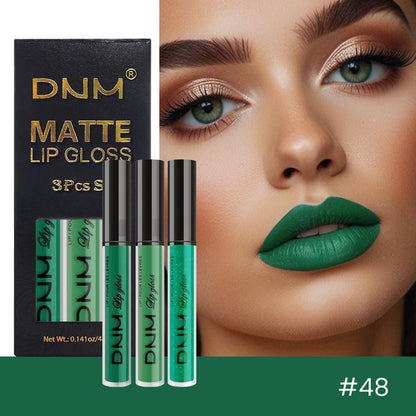 evpct 3Pcs Dark Pale Teal Forest Emerald Green Matte Glitter Shimmer Shiny Liquid Lipstick Lip Stain Sets for Women Matte+Lipstick Long Lasting Waterproof 24 hr Magic Lipstick 24 Hours original