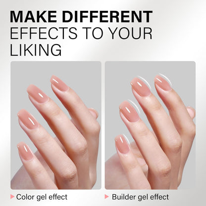 AILLSA Builder Gel for Nails 7 In 1 Nude Hard Gel Nail Polish for Nail Thickening Natural Color Strengthener Gels Nail Polish Light Neutral U V Gels for French Manicure Base Coat Needed 0.51 Oz GD80