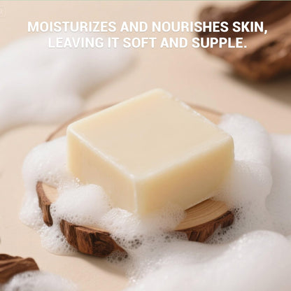 Rinse & Robust 4 Pack Men’s Bar Soap Gift Set, Goat Milk Soap Bar Gift Box, Nourishing Natural Bar Soap Set for Men, No Harsh Chemicals, Includes A Lathering Net, Sandalwood Scented| 5.3 oz of 4 Bars