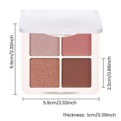 4 Colors Matte Shimmer Eyeshadow Makeup Palette,Rose Gold Nude Pink Natural Neutral Eye Shadow Palette,Long Lasting Waterproof Naturing-Looking Women Girls Eye Shadow
