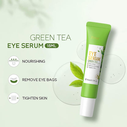 AKARY Green Tea Eye Serum and Under Eye Roller Cream, for Eye Bags Puffiness, Caffeine Eye Cream with 360° Massage Ball Reduce Wrinkles and Fine Lines, Under Eyes, Moisturizing, Hydrating, Firming Eye Skin (Green Tea)