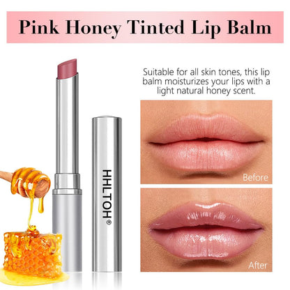 2PCS Honey Lipstick Tinted Lip Balm - Sheer Hydrating Lipstick for All Skin Tones - Moisturizing Lip Gloss, Nourishing Lip Balm with a Hint of Natural Warm Orange Pink Cherry Tint