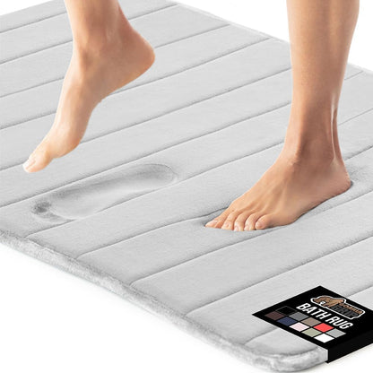 GORILLA GRIP Memory Foam Bath Mat, Soft Absorbent US Designed Bathroom Rug, Gripping Dots Machine Washable Bathmat, Cushioned Floor Mats, Shower Sink Rugs Room Décor Accessories, 36x24 Light Gray