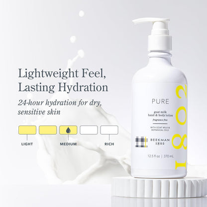 Beekman 1802 Goat Milk Lotion - Hydrates, & Softens Dry Skin, Body and Hand Lotion - With Shea Butter & Jojoba Oil - Lightweight, Non-Greasy, Cruelty-Free