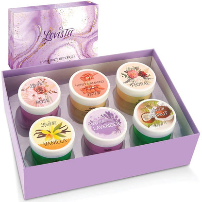 LOVESTEE Moisturizing Body Lotion, Women-Men's Christmas-Birthday Gift Set, Soothes All Skin Types includes Shea Butter, Fragrances Lavender, Vanilla, Rose, Honey Almond, Coconut and Floral