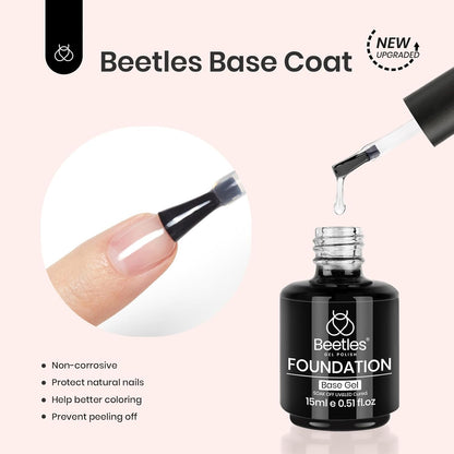 Beetles 3Pcs 15ml Gel Polish Top Coat Base Coat and Liquid Peel Off Latex Set No Wipe Base Top Coat Soak Off Uv LED Nail Lamp Finish Nails Cuticle Guard Nail Art Design Manicure Kit Nail Shine Gifts