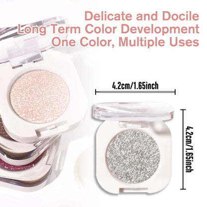 Single Glitter Shimmer Sparkle Eye shadow Palette Makeup, Slive Glitter Eyeshadow for Women, Pigmented Waterproof Sombras Para Ojos, Vegan, Talc, Paraben & Cruelty Free, 12