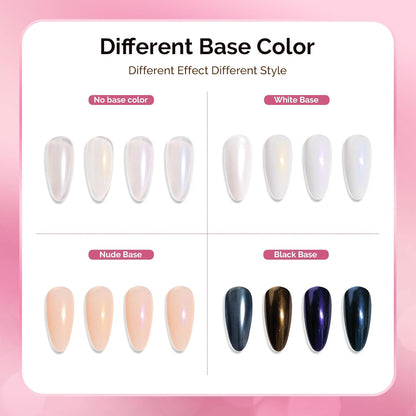 MelodySusie 4Pcs Chrome Nail Powder for Gel Nails, Aurora Fine Glitter Powder Mirror Effect Pigment Pearlescent Mermaid Pigment Pearl Glitter for Home DIY Salon Use