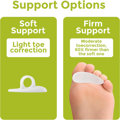 Bukihome Hammertoe Corrector Gel Toe Straighteners - 12 pcs Support Crest for Women & Men - Realign Bent, Crooked, Curled, Claw, Hammer Toes - White,Single Loop