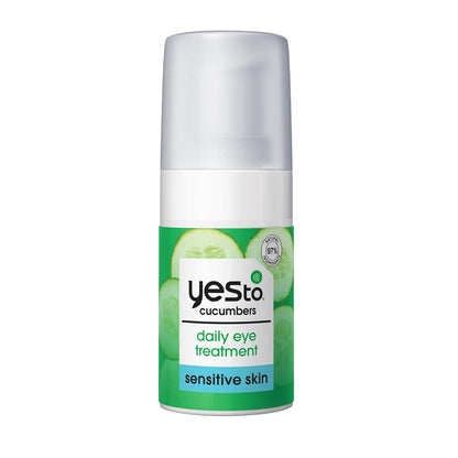 Yes To Cucumber Daily Eye Treatment, Moisturizing Quick-Absorbing Treatment For Under-Eye Skin To De-Puff & Hydrate, With Caffeine Compound & Evodia Fruit Extract, Natural & Cruelty Free, 0.5 Fl Oz