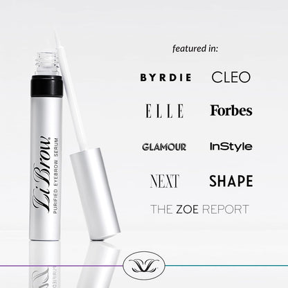 LiBrow Purified Eyebrow Serum to Grow Darker, Fuller, Thicker-Looking Brows - Natural Botanical Extracts, Safe for Sensitive Skin & Thin Overplucked Brows - Vegan & Cruelty-Free (3mL, 90-Day Supply)