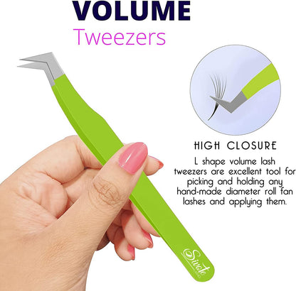 SIVOTE Lash Tweezers for Eyelash Extensions for Volume, Isolation & Classic Lashes, 3 Pack, Green