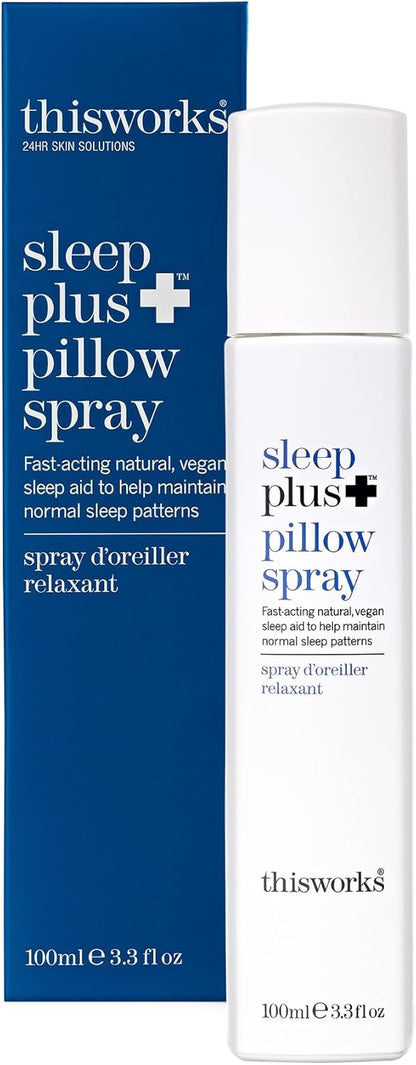 THISWORKS sleep plus pillow spray Fast-Acting Natural Rest with with Essential Oils of Lavender, Vetivert and Camomile, 100ml, 3.3 fl oz