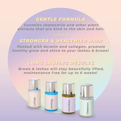 Lift & Brow Lamination Kit | Black, Voluminous Eyebrows & Eyelashes Color | Professional 8 Weeks Result | LVL, Perm, Laminate | Keratin Brow & Lash Kit With All Tools