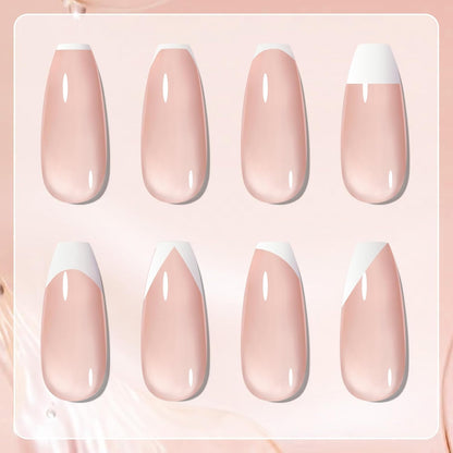 Born Pretty French Manicure Kit, Nail Stamper and 2Pcs Gel Nail Polish, Include Jelly Nude White Colors for French Tip DIY Salon, U V Light Cure