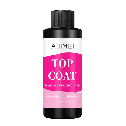 AIJIMEI 120ml Top Coat Nail Polish Premium Gel Top Coat 4 Fl Oz Long Lasting,Top Coat for Gel Nail Polish – Nail Art Topcoat for Salon-Grade Nails at Home