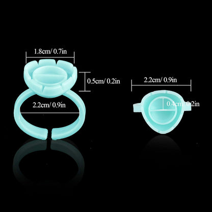 Fenshine 200 PCS Smart Glue Cups Lash Glue Holder Volume Lashes Quick Blossom for Eyelash Extension Supply, 2 Methods of Use (Green)