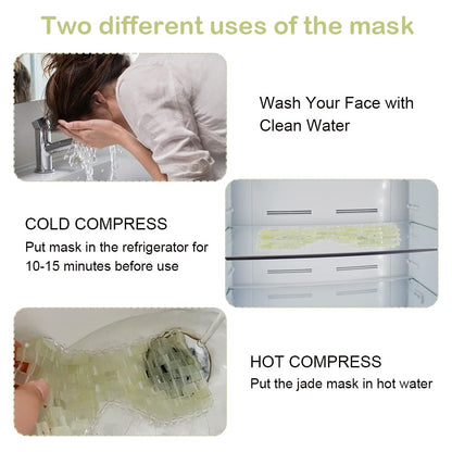 Jade Face Mask, Relief Jade Eye Mask, Natural Jadestone Eye Mask, Skin Care Massage Tool for Swollen, Eliminate Wrinkles, Dark Circles