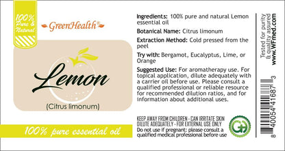 Lemon Essential Oil – 8 fl oz (237 ml) Aluminum Bottle w/Plug Cap – 100% Pure Essential Oil – GreenHealth