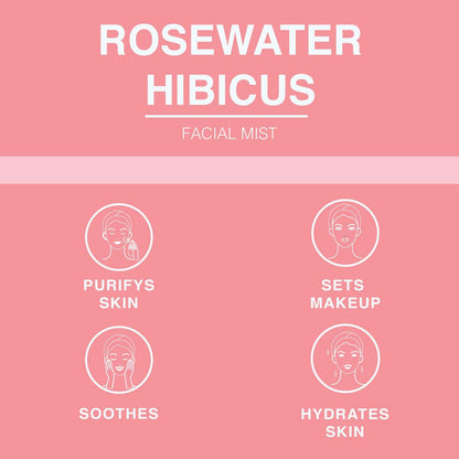 Rose Water Spray for Face & Body Refreshment with Moisturizing Hyaluronic Acid and Hibiscus water | Instant Hydration, Cooling, Calming & Conditioning (8 FL OZ)