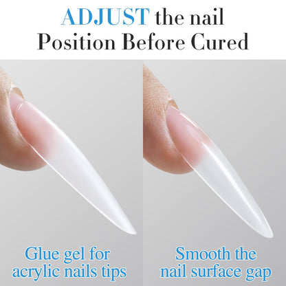 Double Rhythm 2PCS 0.5Oz Nail Glue Gel for False Acrylic Nail Tips and Press on Nails Gel Glue Nail Lamp Needed