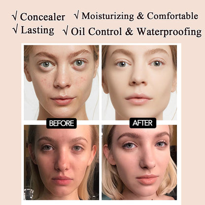 Air Cushion CC Cream Mushroom Head Foundation,BB Cream Makeup Foundation,Moisturizing Concealer,Long Lasting Full Coverage Waterproof,Even Skin Tone for All Skin Types (2# Natural, 20g)