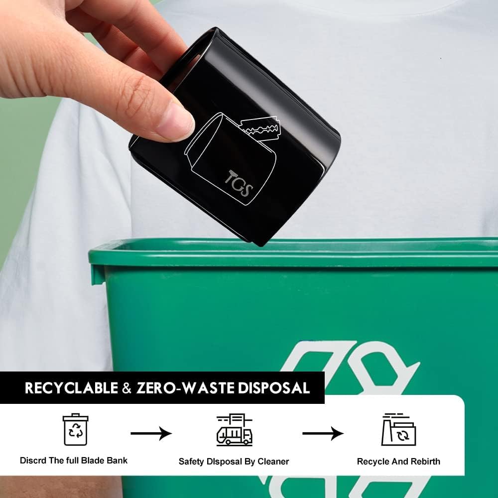 Razor Blade Storage Bank & Disposal Case, Mail Box for Used DE Safety Razor Blades (Black)