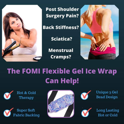 Premium Hot Cold Gel Bead Ice Pack by FOMI Care | Cool Compress for Lower Back, Shoulder, Knee, Bicep, Stomach | Coccyx, Sciatica, Tailbone Pain Relief | Flexible, Reusable Heating Pad | (Purple)