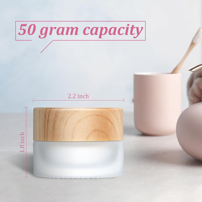 Geiserailie 10 Pieces Glass Cosmetic Containers Empty Sample Jars with Leak Proof Lids Makeup Sample Containers for Lotion Cream Cosmetic (50 Gram)