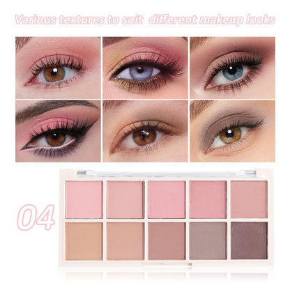 Ten Color Pink Brown Series Matte Eyeshadow Makeup Palette, High-Pigment Eye Shadow, Smooth & Blendable, Everyday Velvety Matte Finish Eye Makeup Looks Box, Vegan & Cruelty-Free, 0.35 Oz 04#