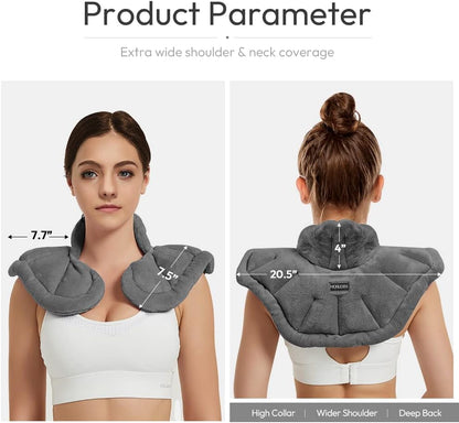 Microwavable Heated Neck Wrap Warmer and Shoulder Weighted Heating Pad Microwave for Hot and Cold Compress
