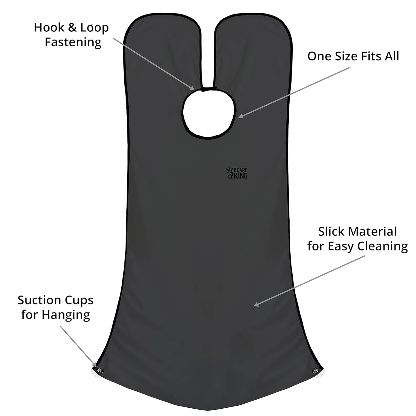 BEARD KING Beard Bib Apron - Shaving Set for Dad - As Seen on Shark Tank - Men's Hair Catcher for Shaving - Grooming Accessories, Black