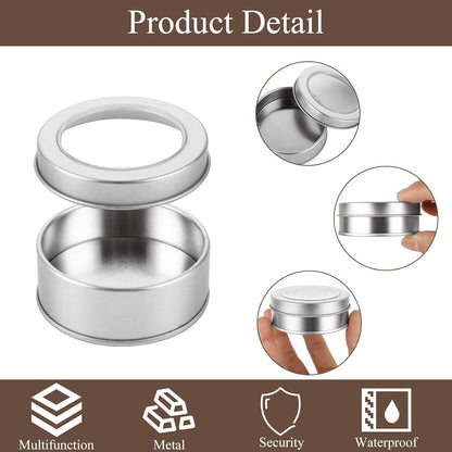 50Pcs 2 Oz Metal Tin Cans, Round Empty Containers with Clear Top, Salve Tins Containers With Lids for Candles Salve Cosmetic Candies Food Storage