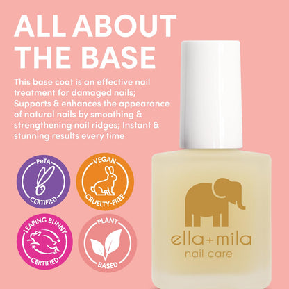 ella+mila All About the Base - Coat Nail Polish - Long-lasting Ridge Filler Base Coat - Nail Care that Helps Smooth & Fill Natural Nails (0.45 fl oz)