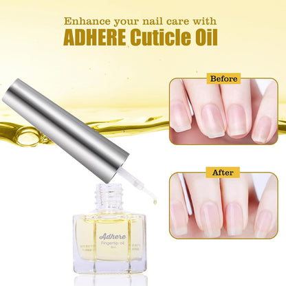 ADHERE Cuticle Oil for Nails Professional Nail Oil 8ML, Jojoba Nail Cuticle Oil Contains Vitamins with Soft Brush, for Nourishing, Hydrating, Dry Rough Nail Care Repair Essential Nail Care